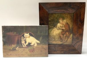 2 small Victorian paintings. 1 with a rosewood ven
