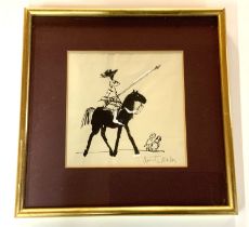 Quentin Blake, (1932 - Current), ink and gouache sketch of a knight on horse back, signed lower