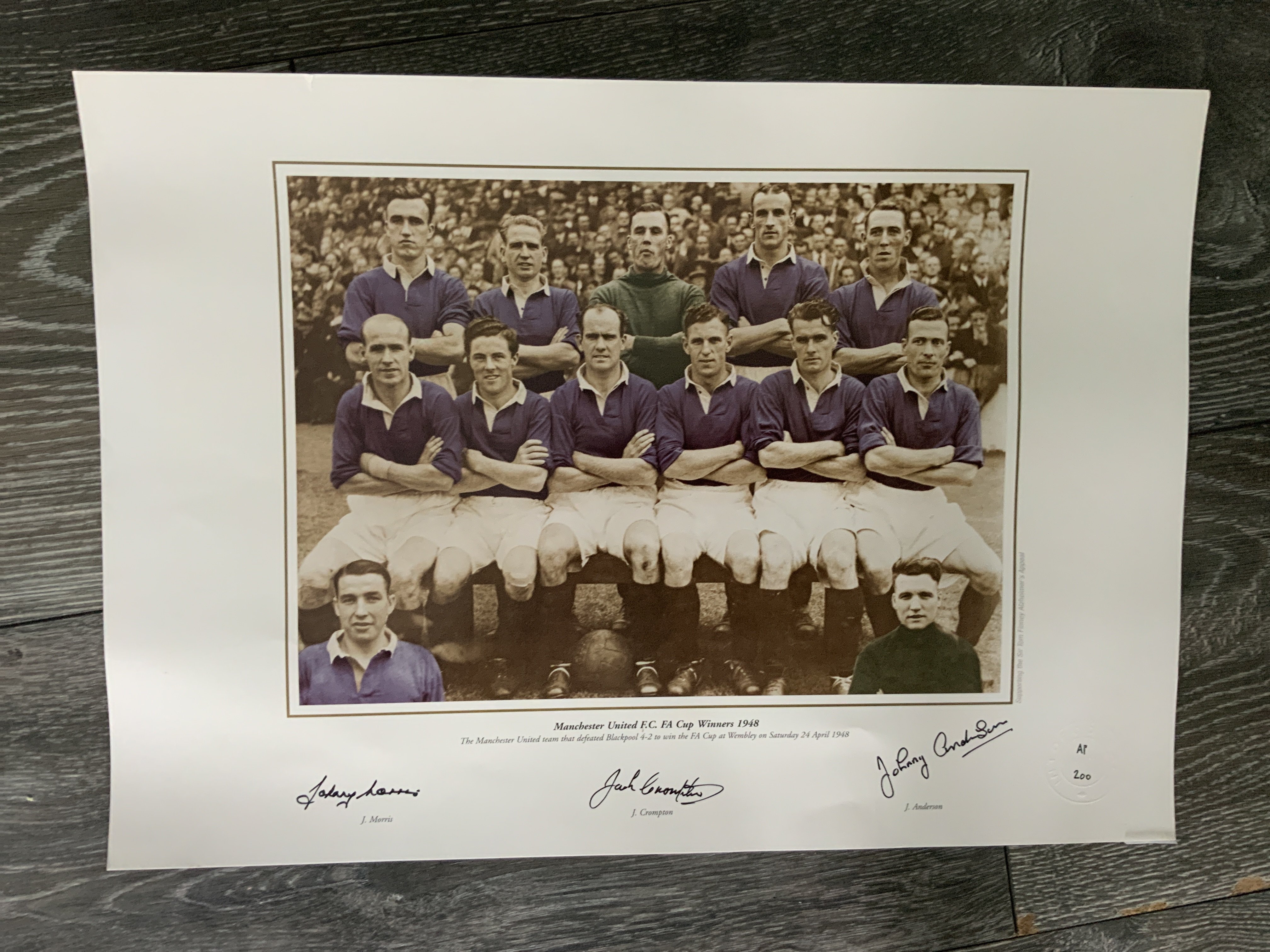 1948 Manchester United FA Cup Winners Signed Print