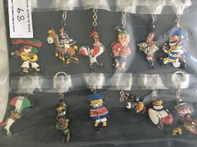 1966 World Cup Key Rings Full Set Of Mascots: All