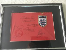 England Signed Framed Football Shirt: Red shirt fr