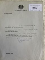 Margaret Thatcher Signed Downing Street Headed Pap