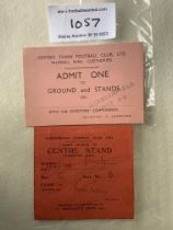 Chesterfield 1940s Football Tickets: Away to Grims