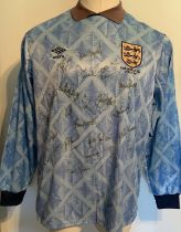 England 1990 World Cup Match Issued + Signed Footb