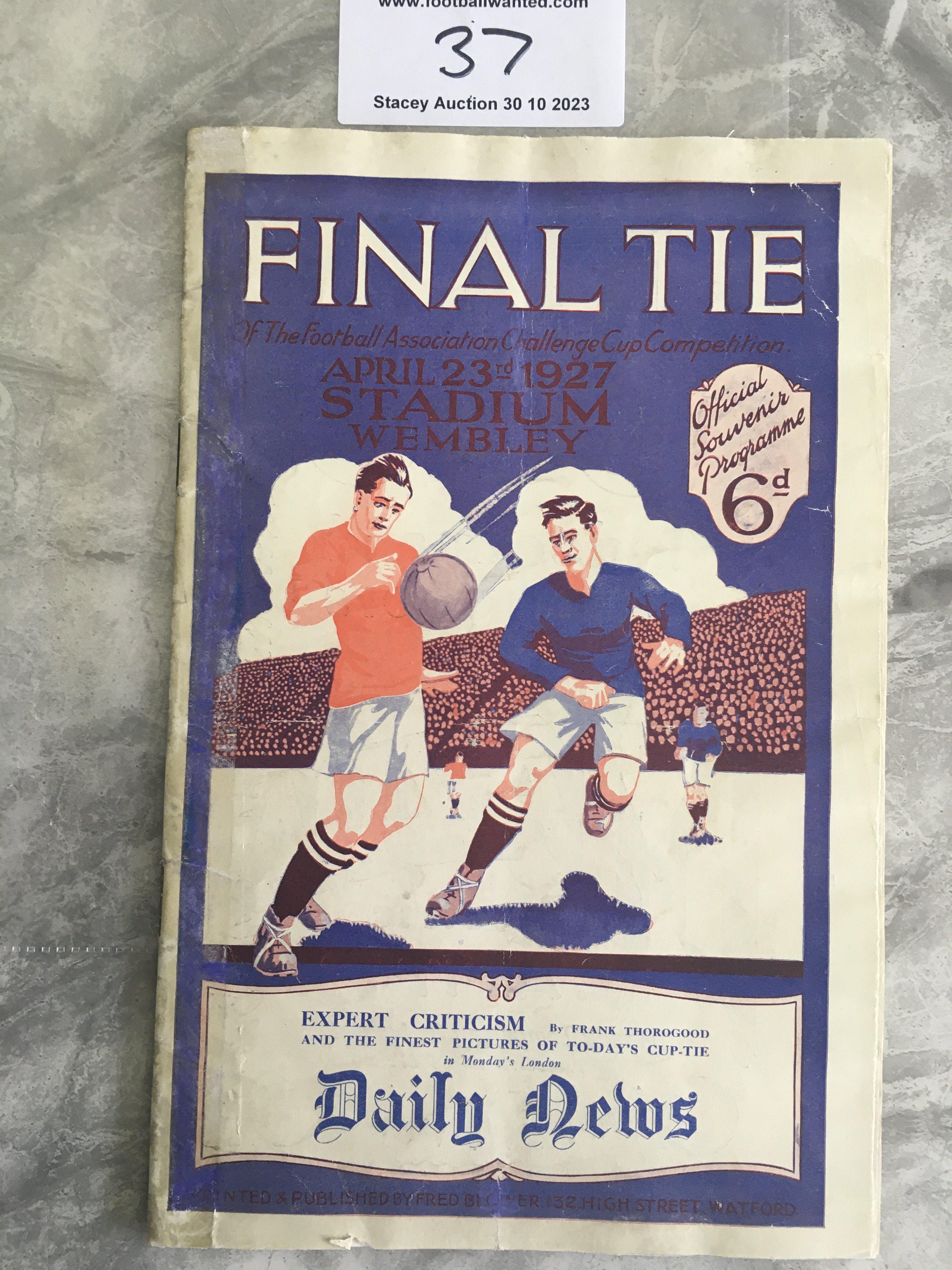 1927 FA Cup Final Football Programme: Back page ha