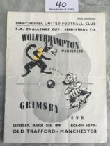 1939 FA Cup Semi Final Football Programme: Wolves