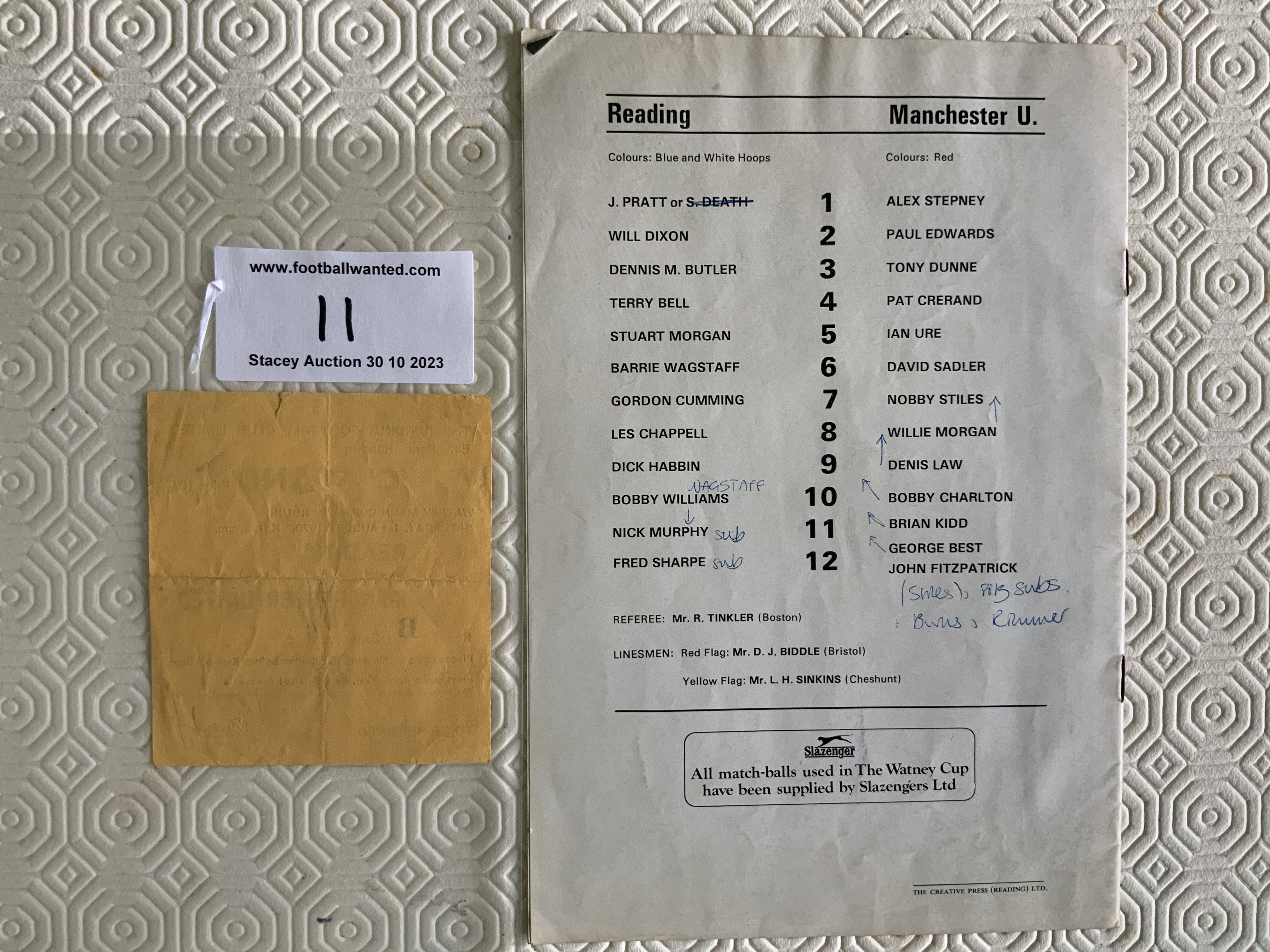 1970 Reading v Manchester United Watney Cup Footba - Image 2 of 2