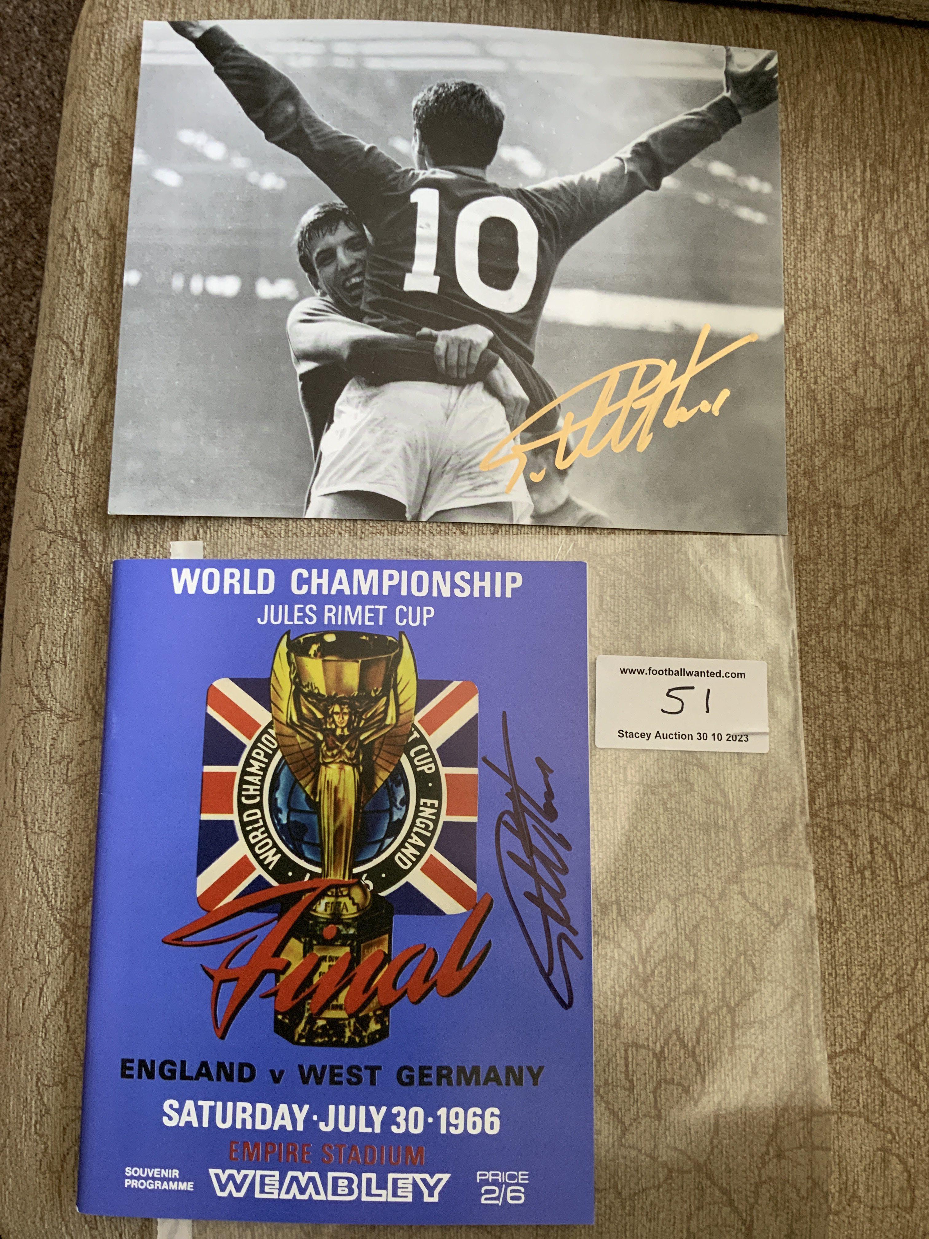 Geoff Hurst 1966 World Cup Signed Programme + Phot