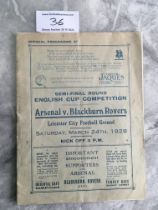 1928 FA Cup Semi Final Football Programme: Arsenal