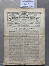 1922 - 1923 Arsenal v Bolton Football Programme: B