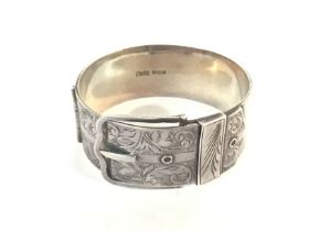 A silver bangle with Birmingham hallmarks. 6cm dia