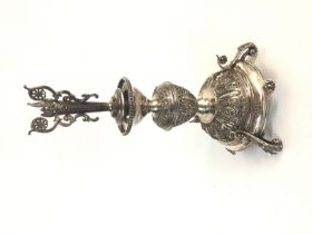 A London hallmarked vintage silver ornate lamp. 33