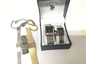 A collection of watches gold plated Accurist boxed