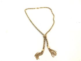 A 9ct gold rope chain with silver chain interwoven