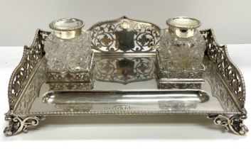 A Victorian hallmarked silver Inkstand by Harry Wi