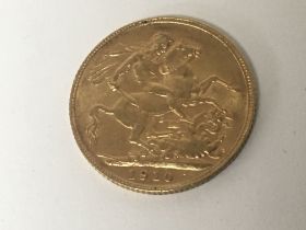 An Edwardian VII 1910 gold sovereign