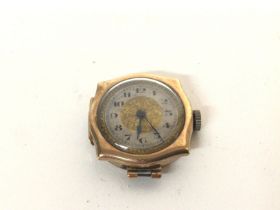 A vintage 9ct gold watch. No strap. Not seen runni