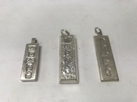 Three silver hallmarked ingots, approx weight 59.1