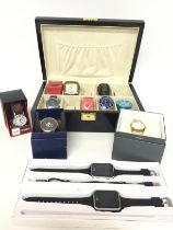 A collection of various watches including Timex, F