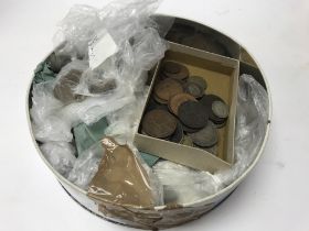 A collection of various British coinage.