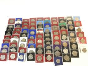 A collection of various crowns and other coinage i