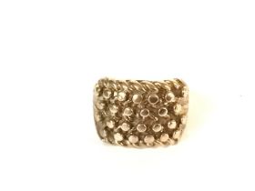 A 9ct gold 4 row keeper ring. Size X and 11.89g Po