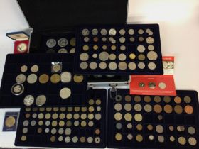 A large case containing various coinage including