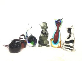 Art glass animals including Murrano and other. 8 t