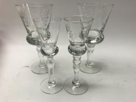 SET OF SCANDINAVIAN small & large WINE GLASSES WITH CROWN MONOGRAM