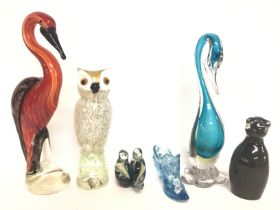 Art Glass animals and ornaments 7 to 34cm tall. Po