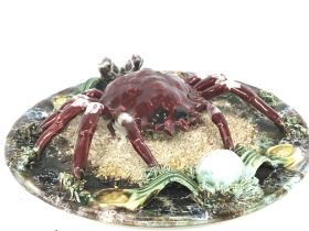 A porcelain Pallasy style crab plate , 26cm diamet