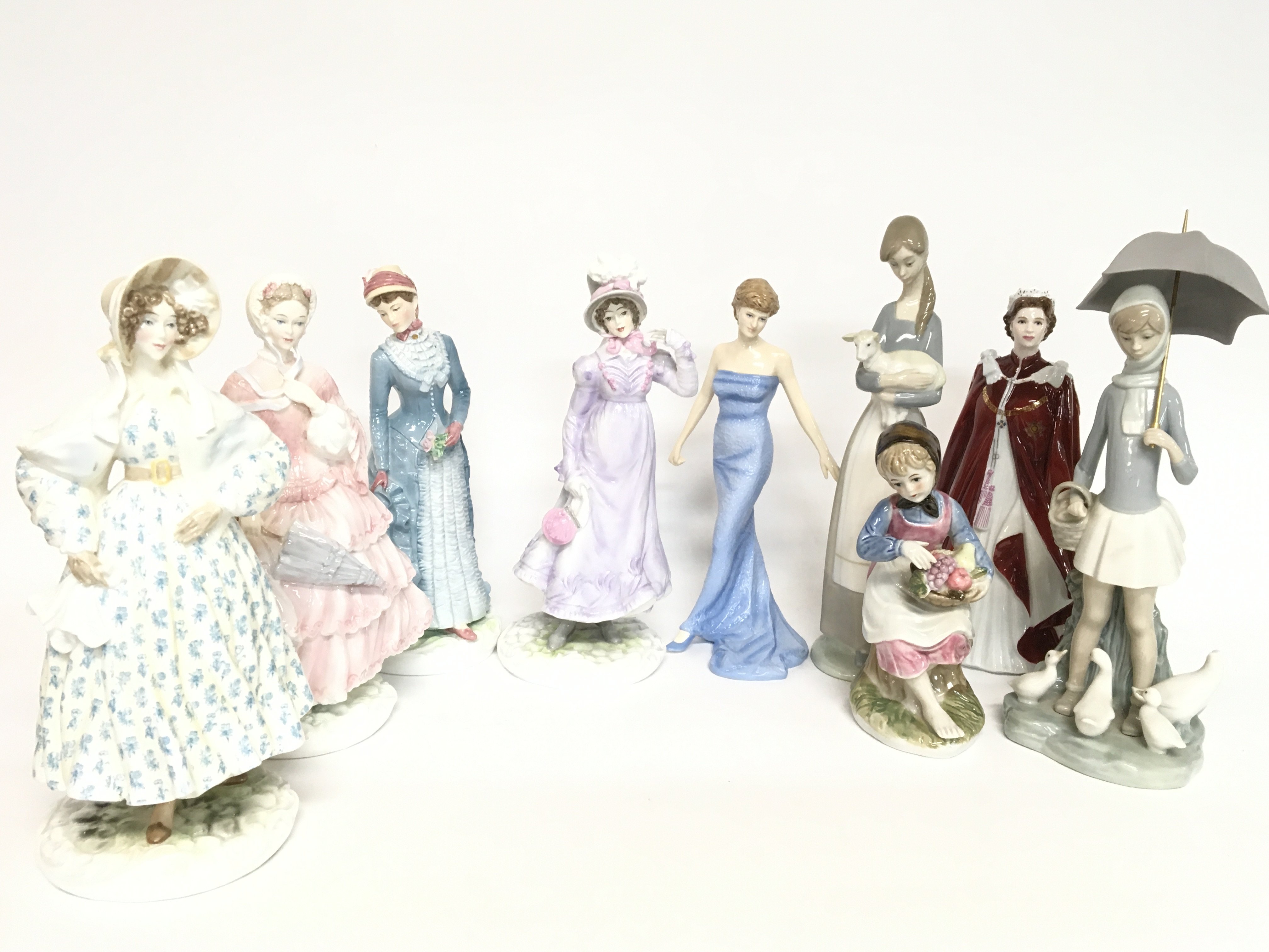 A Collection of porcelain figurines including Roya