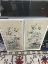 A pair of Chinese water colours. Approx 36x76cm.