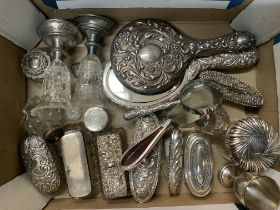 A collection of silver topped dressing table/ trin