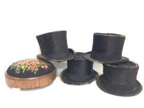 A collection of various Victorian Top hats in vari