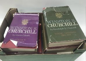 A collection of Winston Churchill volumes.