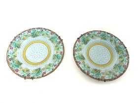 A pair of deco Majolica plates. Postage category D