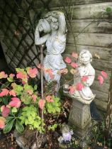 Two composition weathered garden ornaments in the