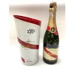 A Mumm brand champagne bottle signed by Formula 1
