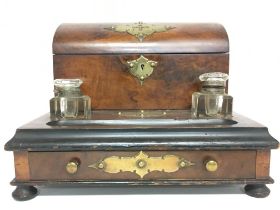 Victorian Walnut stationary box, approximate dimen