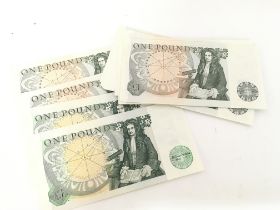 A collection of one pound bank notes. Postage cate