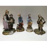 A collection of figures including capodimonte figu
