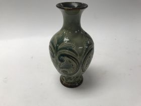 A small royal Doulton Lambeth pottery vase. Approx