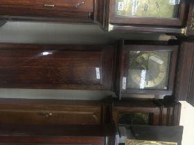 An oak case long case clock, with brass dial havin