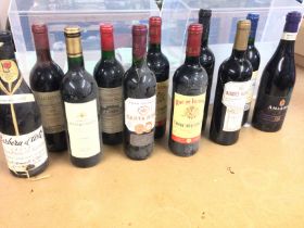 A collection of 11 bottles of red wine including 1