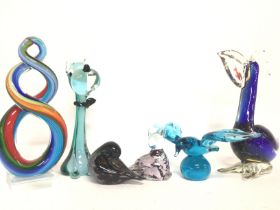 Art glass animals and other ornaments, including a