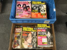 Two boxes of Record Collector magazines.