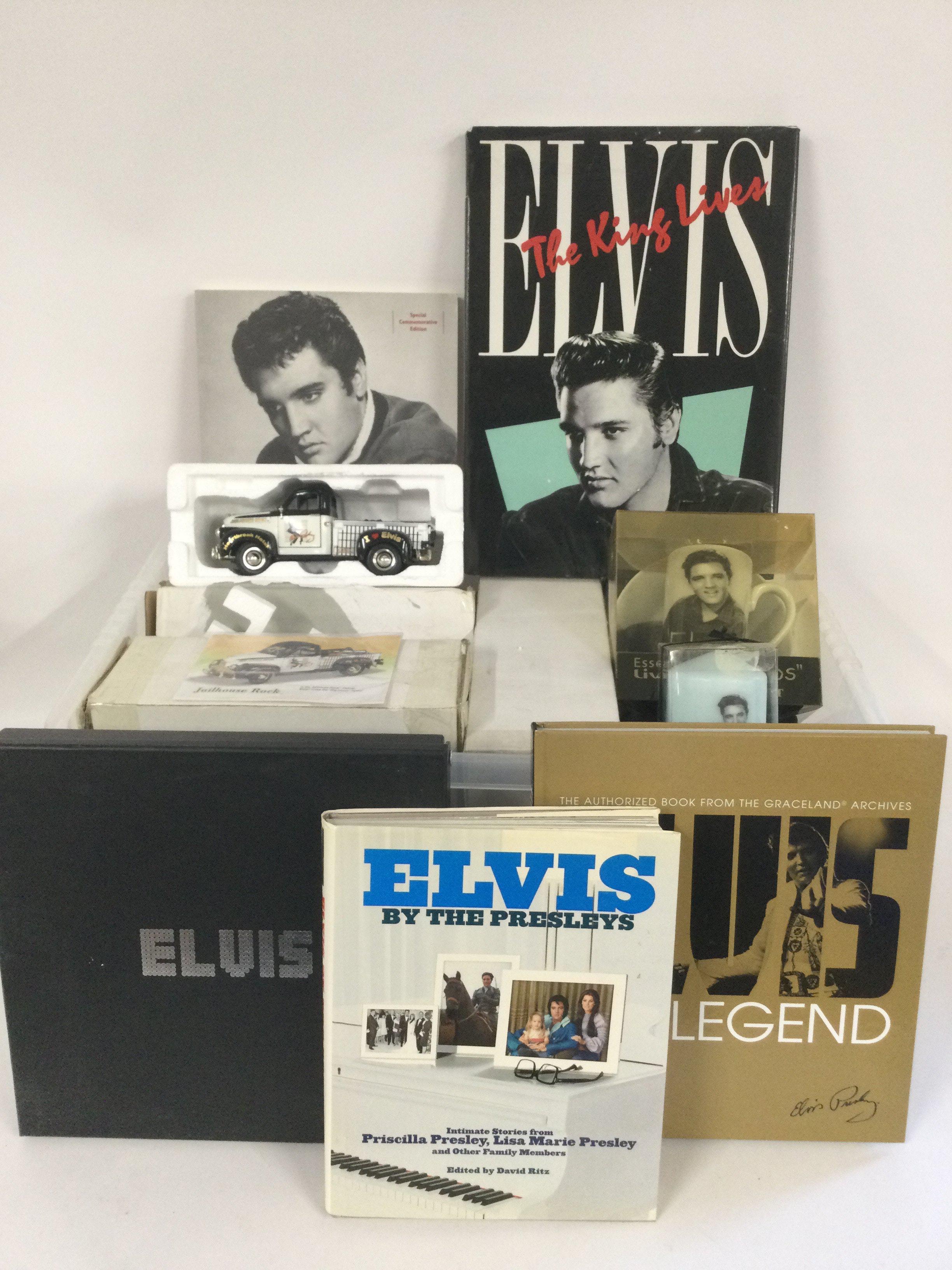 A collection of Elvis Presley memorabilia comprisi