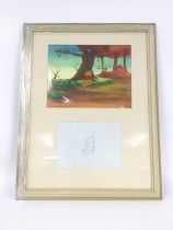 A framed and glazed Winnie the pooh artwork animat