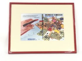 A framed and glazed Danny Moynihan book cover sign